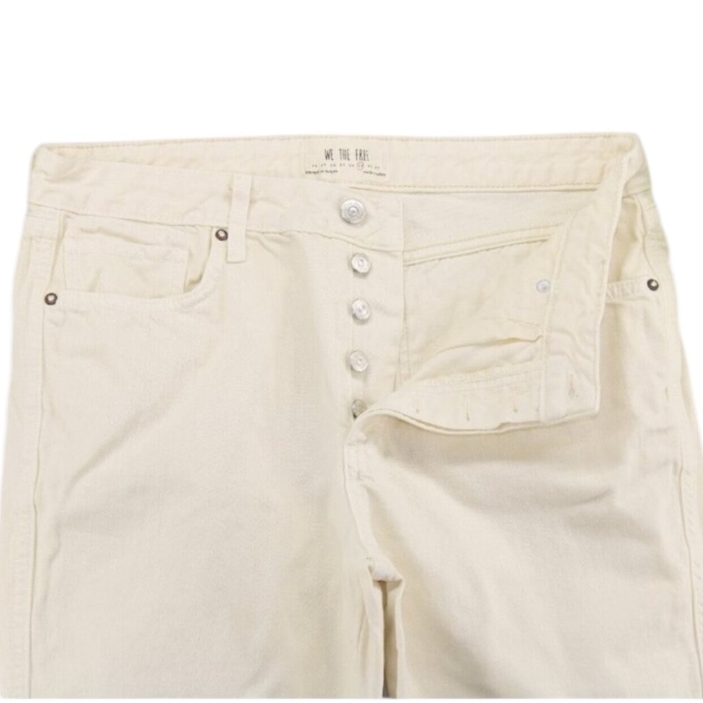 WE THE FREE Cream Boyfriend Jeans Button Fly Raw Hem Size 29 -- SUMMER STAPLE!!! - Picture 6 of 11